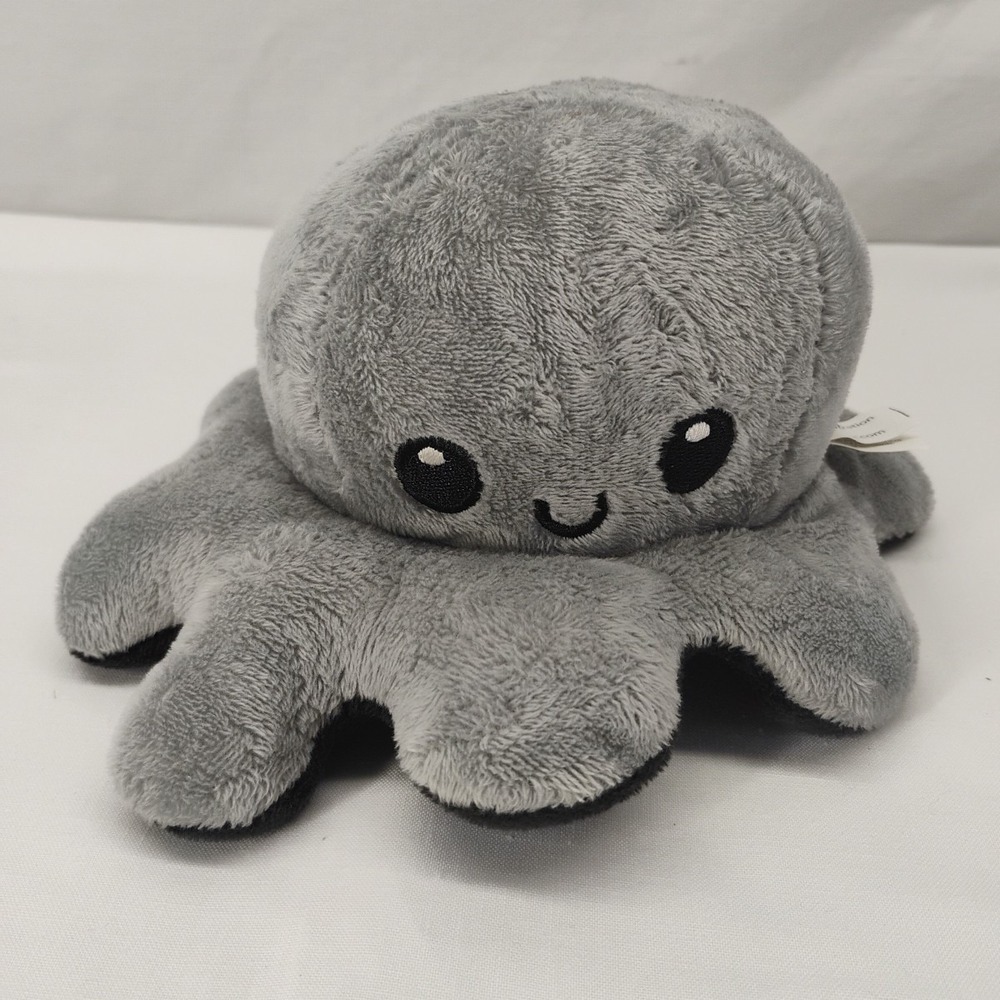 Mini Octopus Reversible Plush Grey/Black Happy/Sad ‎ Stuffed Animal Tee Turtle